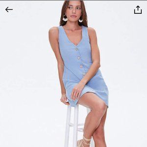 Blue Linen Mini Dress
